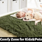Amdrebio Olive Green Shag Plush Area Rug 4x6 - Image 2
