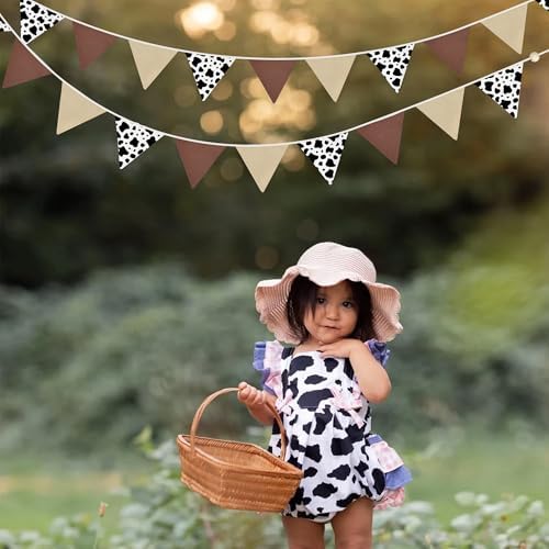 2 Sets of Cow Party Decorations Nursery Garland 24Pcs Brown Western Cowboy - Image 5
