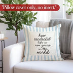 Blue Striped Nursery Throw Pillow Cover, Kids Room Decor, How Wonderful Life is - Image 4
