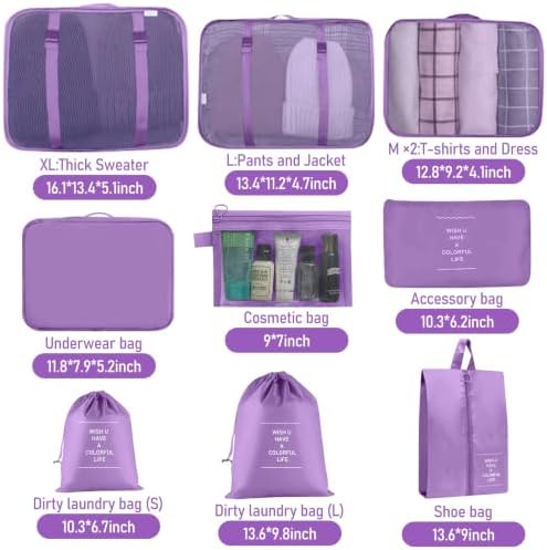 Packing Cubes for Travel 10 Set Luggage Organizer Bags - Image 2