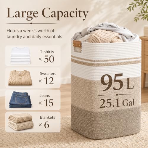 Laundry Hamper, Cotton Rope Laundry Basket - Image 3