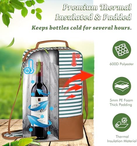 Tirrinia 2 Bottle Wine Cooler Bag Tote - Image 3
