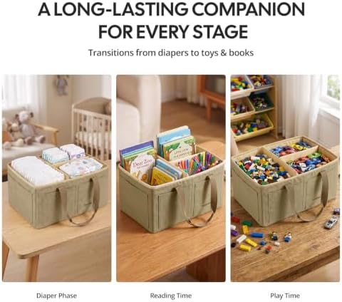 Large Canvas Baby Diaper Caddy Organizer - Image 7