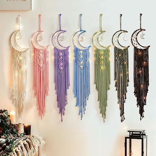 Boho Macrame Wall Hanging, Crochet Moon Star Dream Catcher - Image 5