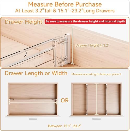 Yieach 8 Pack Clear Expandable Deep Drawer Separators From 15 to 21'' - Image 4