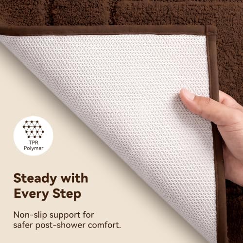 GRANNY SAYS Brown Bathroom Rug 24" x 59", Non-Slip Microfiber Bath Mat - Image 4