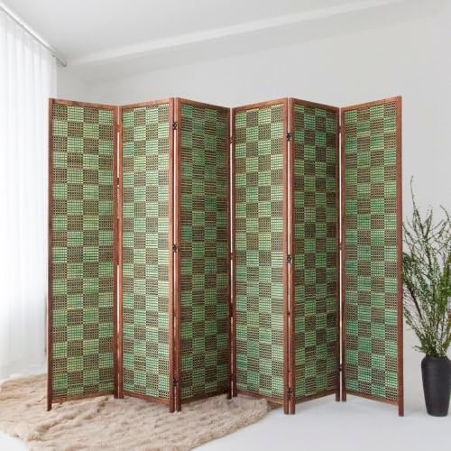6 Panel Bamboo Room Divider, 5.6 ft Tall Double-Sided Folding Privacy Screen - Image 3