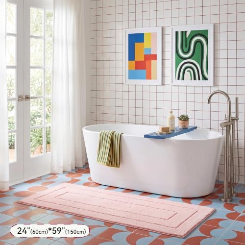 GRANNY SAYS Pink Bathroom Runner Rug 24" x 59", Soft Microfiber Bath Mat - Image 5