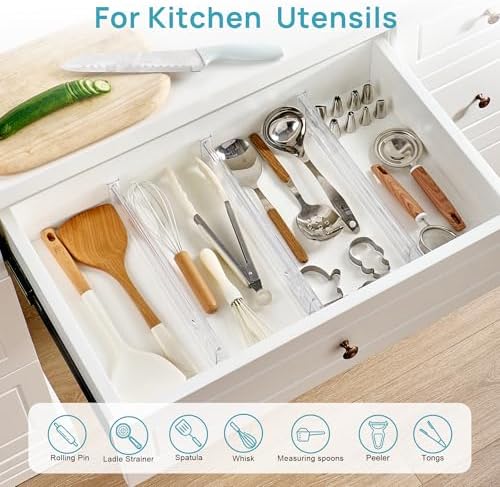 Vtopmart 2.36" Short Upgrade Drawer Dividers 12.8"-22.3" Expandable 8 Pack - Image 4