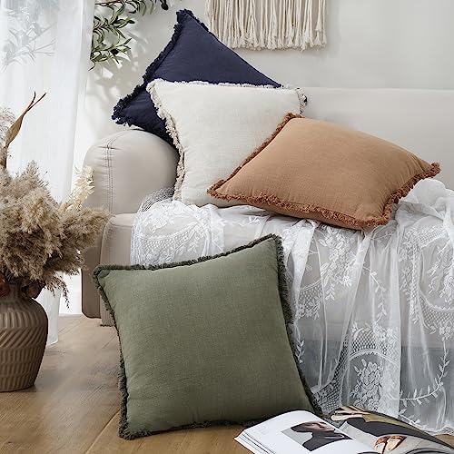 Foindtower Decorative Linen Fringe Throw Pillow Covers Cozy Boho Farmhouse - Image 7