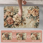 Vintage Rose Bath Mat, Retro Flowers Diatomaceous Earth Bath Mat, Rubber - Image 3