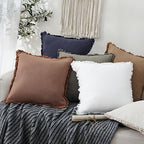 Foindtower Decorative Linen Fringe Throw Pillow Covers Cozy Boho Farmhouse - Image 5