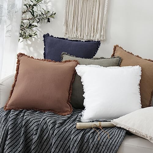 Foindtower Decorative Linen Fringe Lumbar Throw Pillow Covers Cozy Boho - Image 6