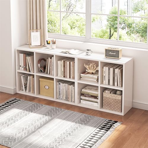 NELYE 4 Cube Organizer Bookcase White Open Shelf - Image 7
