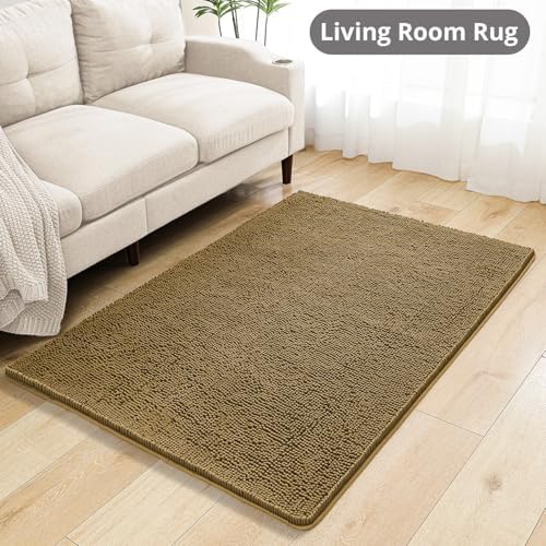 Chenille Bathroom Rug 40"x60" Tan, Large Plush Bath Mat - Image 7