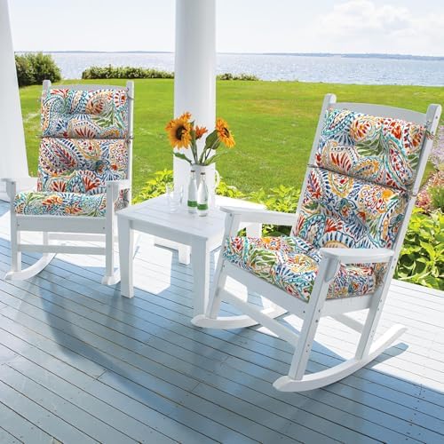 DYTXIII Outdoor High Back Chair Cushions Set of 2, Water Repellent Tufted - Image 2