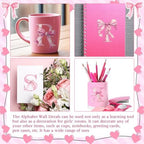 Honoson Pink Bow Alphabet Wall Stickers, A-Z Peel and Stick Letter Decals - Image 5