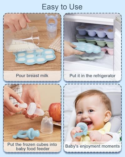 KingKam Breastmilk Popsicle Molds, Baby Fruit Feeder Teething Tray, 2 Pack - Image 2