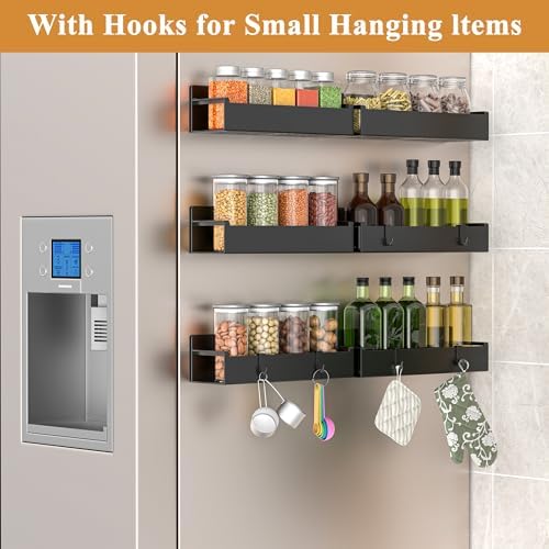 HuggieGems 6 Pack Matt Black Magnetic Spice Rack Organizer - Image 2
