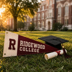 Custom Embroidered School Name Pennant Flag, Canvas Graduation Pennant - Image 4