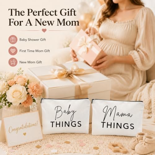 Mom & Baby Pouch Set, Diaper Bag Organizer Insert, Canvas Travel & Hospital Bag - Image 3