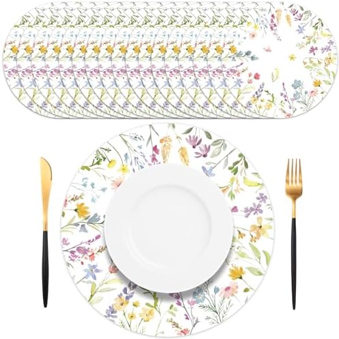 50PCS Floral Disposable Paper Placemats 13.5 Inch Summer Flowers Placemats by Unknown