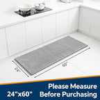 Chenille Bathroom Runner Rug 24"x60" Gray, Plush Bath Mat - Image 2