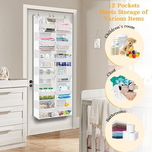 Over The Door Organizer 6 Tiers, Extra Large Behind Door Storage of 12 - Image 4