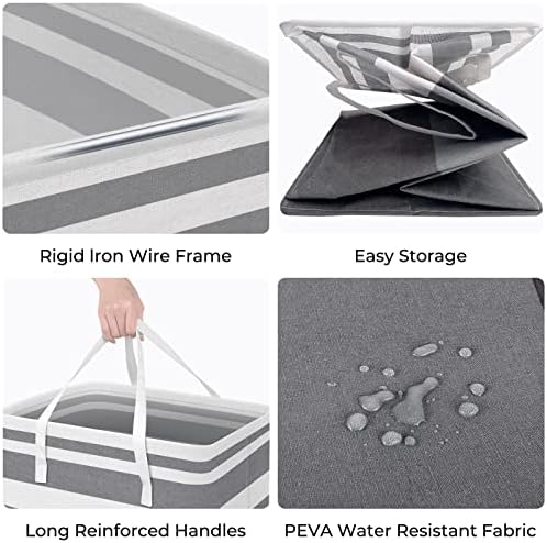 HomeHacks 2-Pack Large Laundry Basket, Waterproof, Freestanding Laundry Hamper - Image 2