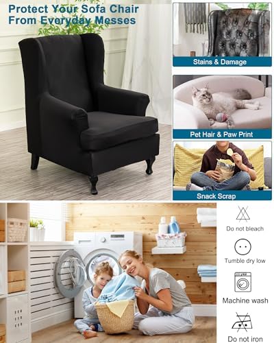 CRFATOP Wingback Chair Covers Wing Armchair Slipcovers - Image 4