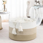 67L Large Woven Blanket Basket, Cotton Rope Baby Laundry Hamper - Image 5