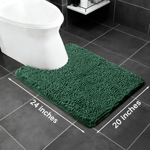 Yeaban Toilet Rugs U-Shape 20"x24", Dark Green - Image 2