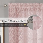 Lecloud Leia Clip Textured Sheer Blush Curtains 45 Inch Length 2 Panels - Image 2