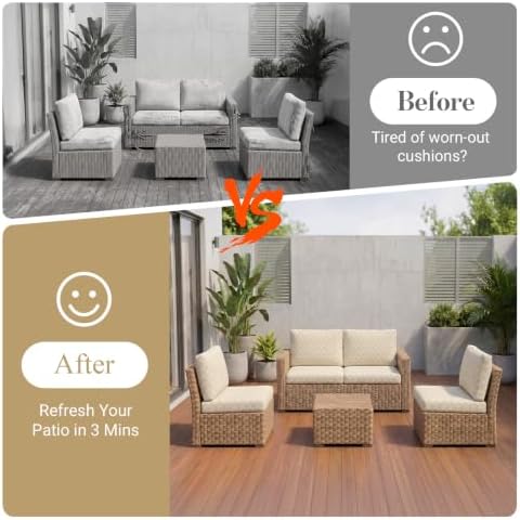 8Pcs Patio Cushion Covers Stretch Outdoor Furniture Protector Slipcovers - Image 4