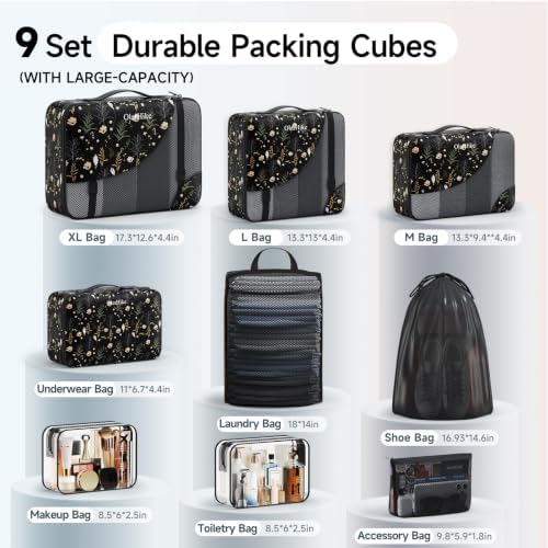 OlarHike 9 Set Packing Cubes for Travel, Gifts for Women Mom, Anti-Tearing - Image 2