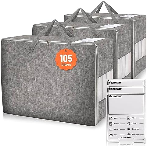 3 Pack 105L Comforter Storage Bags, Extra Large Bedding Storage Bags by Karceyworth