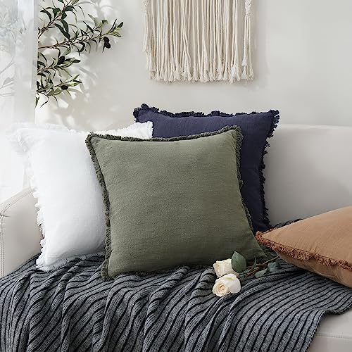 Foindtower Decorative Linen Fringe Lumbar Throw Pillow Covers Cozy Boho - Image 5