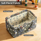 Small Storage Basket Organizer, Mini Fabric Floral Storage Baskets - Image 4
