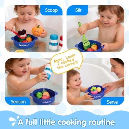 hahaland Bath Toys for Kids Ages 1-3, Color-Changing Pretend Cooking Set - Image 4
