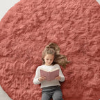 OLANLY Rust Red Round Rugs for Bedroom by OLANLY
