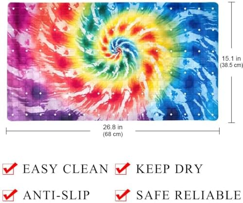 Bathtub Mat Non Slip 26.8x15.1 Inch, Spiral Tie-dye Shower Mat - Image 4
