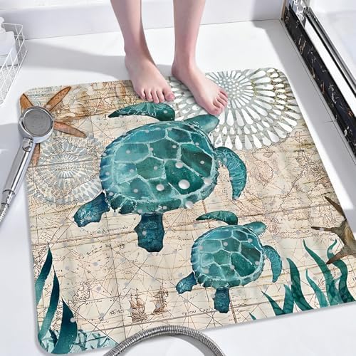 Sea Turtle Square Anti Slip Shower Mats by Unknown