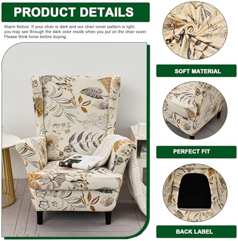 CRFATOP Wingback Chair Covers Wing Armchair Slipcovers - Image 2