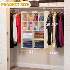 4 Tier Hanging Closet Organizer, 12 Compartments Dual Row Storage - Image 3