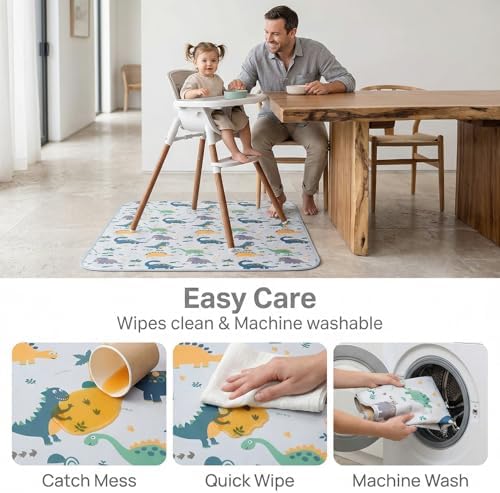 Splat Mat for Under High Chair, Waterproof Washable High Chair Floor Mat - Image 2