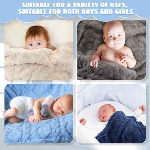 VitalCozy 4 Pcs Fleece Baby Blankets 3D Plush Soft Newborn - Image 6