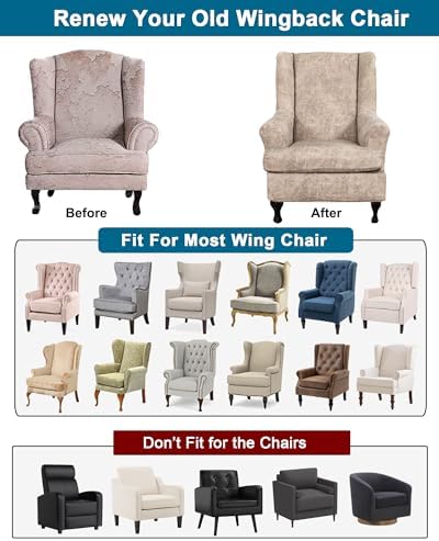 CRFATOP Wingback Chair Covers Stretch Armchair Slipcovers - Image 4