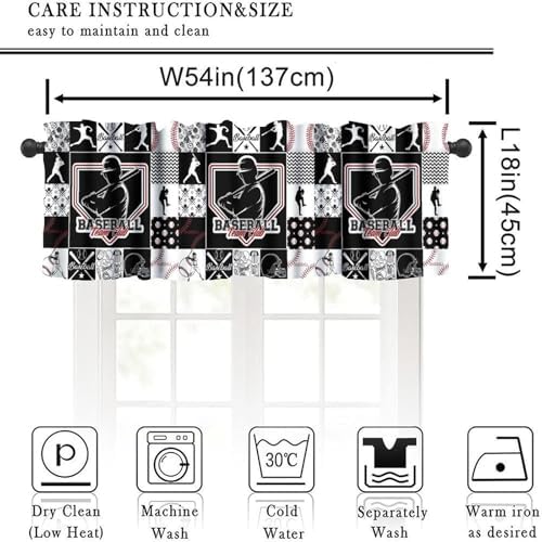 Sports Valance Curtains Boys Teens Baseball Ball Game Patchwork Print Window - Image 2