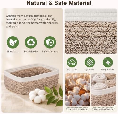 3 Pack Small Baskets for Organizing, Woven Storage Baskets for Shelves - Image 3