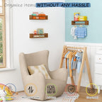 Harwaya Walnut Brown Nursery Book Shelves Wall Mounted, Wooden Floating - Image 5